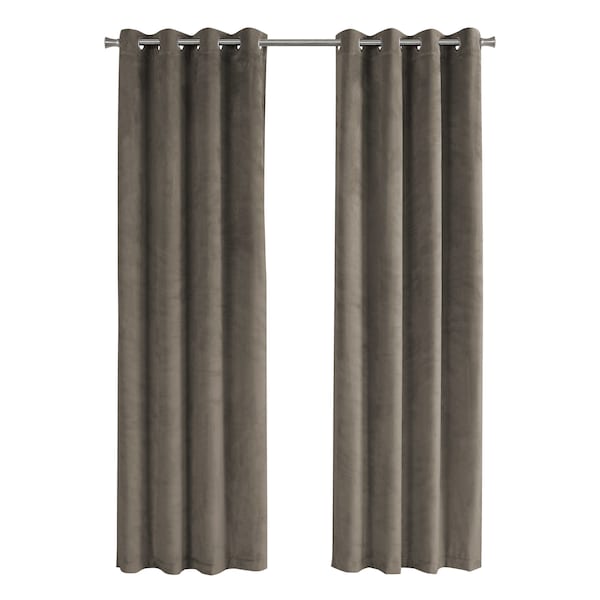 Monarch Specialties Curtain Panel Set, 54"W X 95"L, Grommet, Living Room, Bedroom, Kitchen, Velvet, Beige, PK2 I 9827 - main